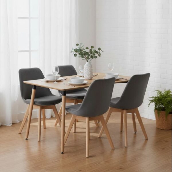 06 Modern Velvet Upholstered Dining Chairs Kitchen Living Room Chair Wooden Legs