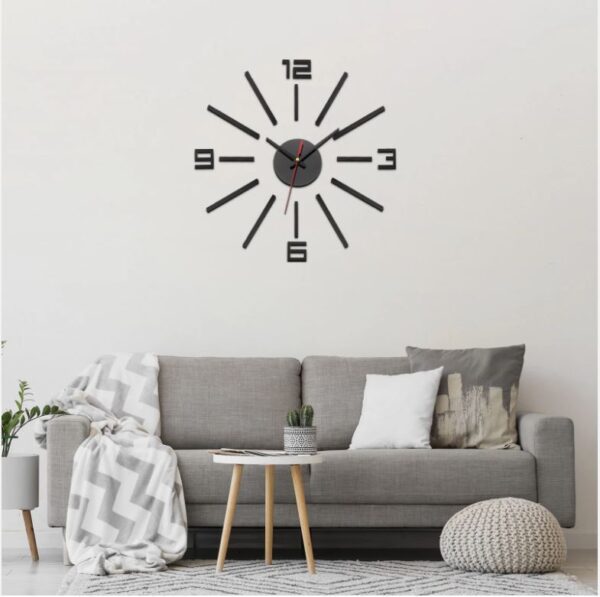 40-70cm Modern Frameless DIY Wall Clock Black