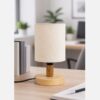 Portable Wooden Table Lamp with Linen Shade | Minimal Bedside & Home Décor Lamp