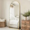 Arched Floor Mirror, Full Length Freestanding Mirror With Stand, 58×19 In