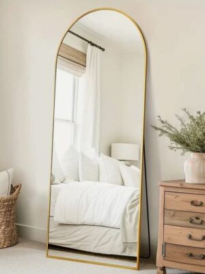 24 Arched Floor Mirror, Full Length Freestanding Mirror With Stand, 58×19 In