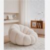 Minimalist Curved Boucle Japan Floor Sofa LoungeChair Accent ARM Chair Ottoman