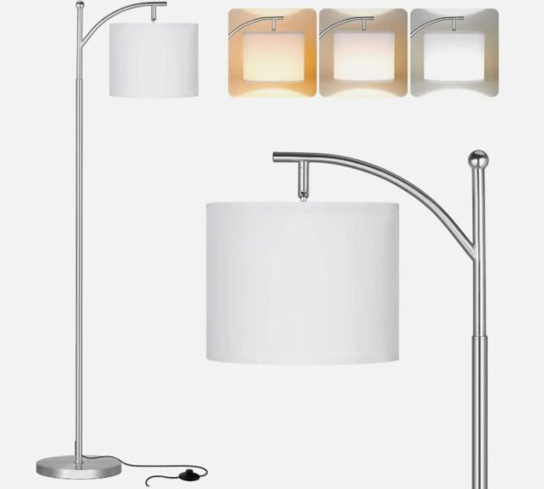 33 Silver Floor Lamps for Bedroom with 3 Color Temperatures, Tall Standing Lamp
