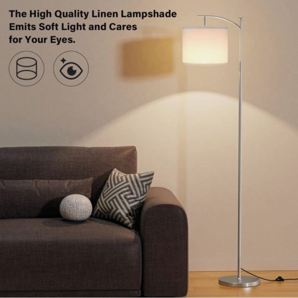 35 Silver Floor Lamps for Bedroom with 3 Color Temperatures, Tall Standing Lamp